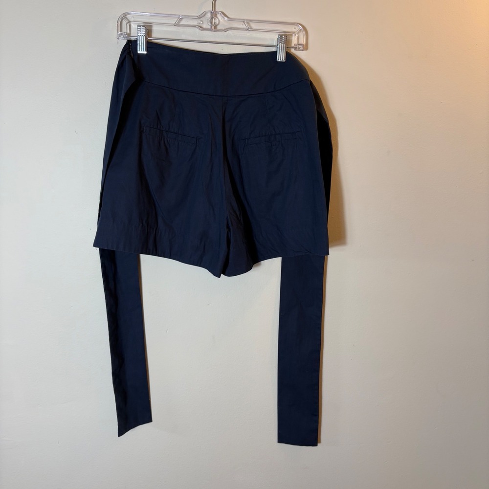 J. Crew Tie Waist Shorts Navy Blue High Rise Cotton Size 2 Career‎ Casual